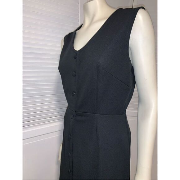 Vintage Black Button Down Sleeveless Maxi Dress 17/18 - Picture 5 of 12